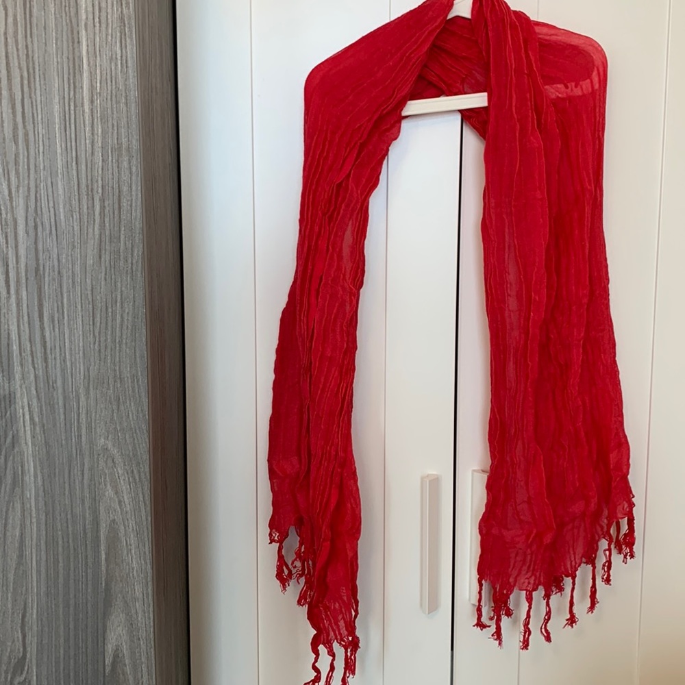 Red Linen and Viscose Scarf